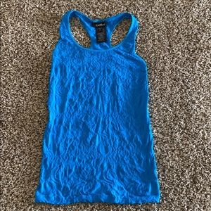 Blue racer back stretchy tank